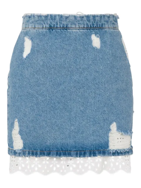 MOSCHINO JEANS lace-trim mini denim skirt