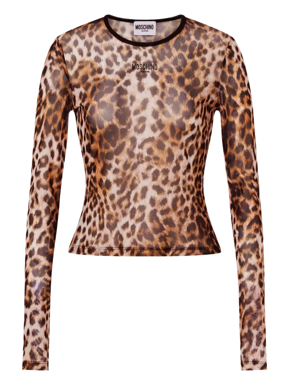 Moschino Leopard-print Long-sleeve T-shirt In Brown