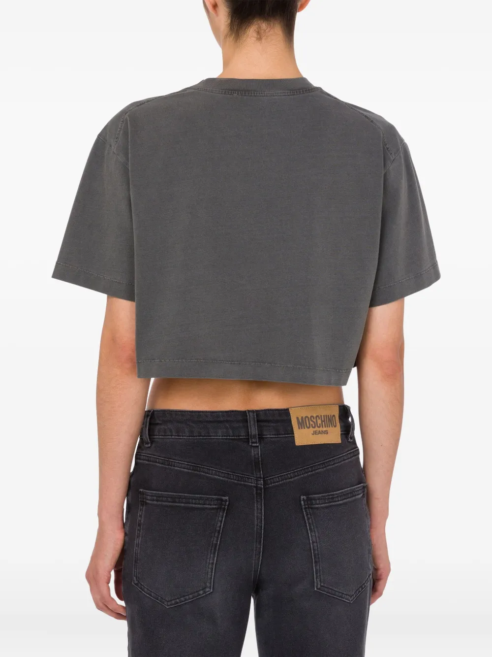 MOSCHINO JEANS Cropped T-shirt met logodetail Grijs