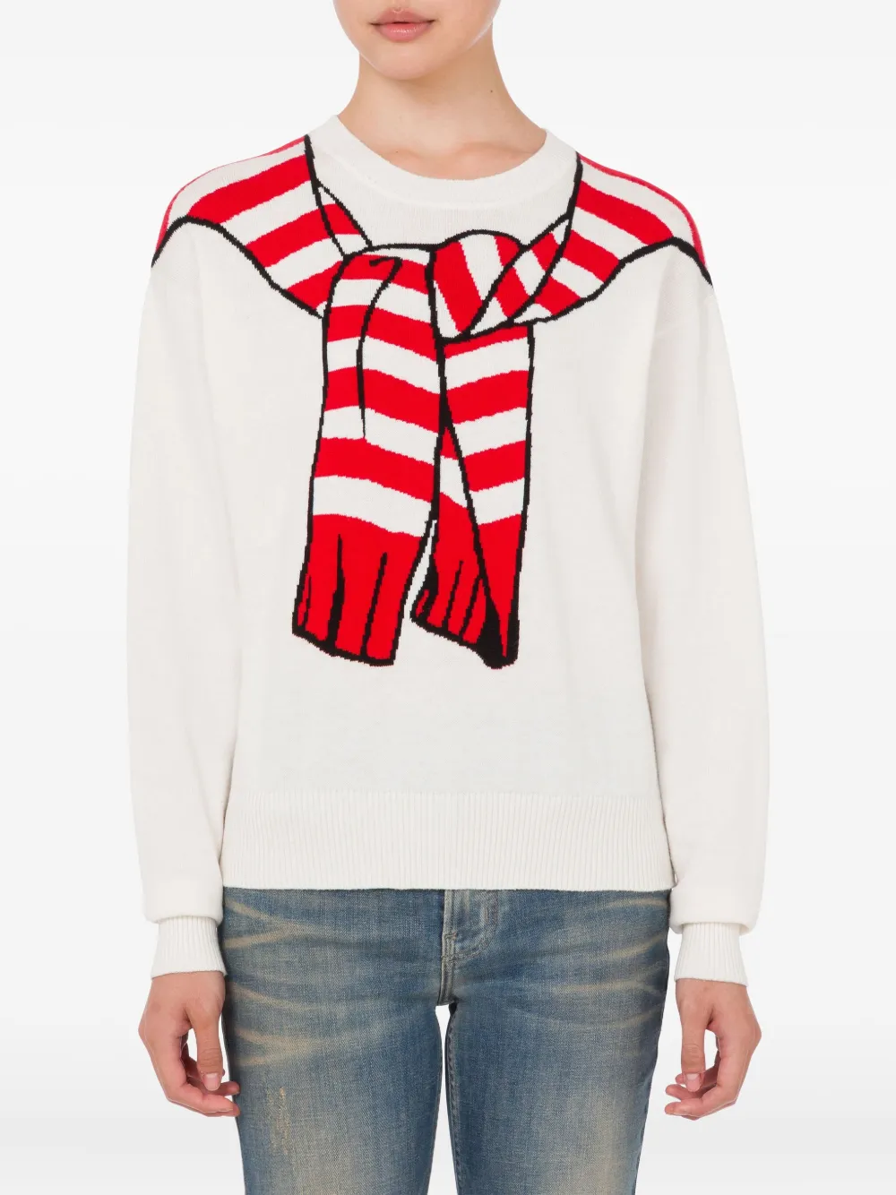  Moschino Jeans Trompe-l'œil Graphic Sweater - White 