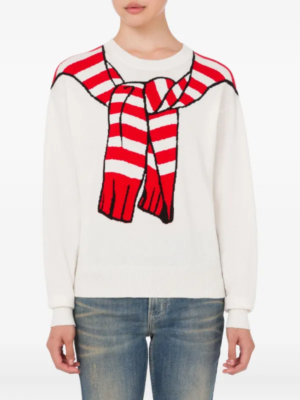 MOSCHINO JEANS Trompe-l'œil Graphic Sweater | White | FARFETCH GE