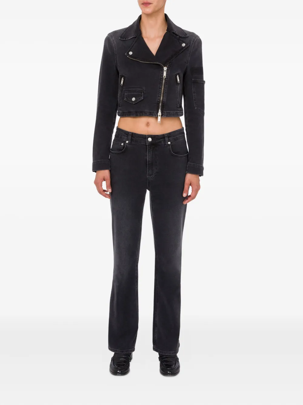 Denim Cropped Biker Jacket