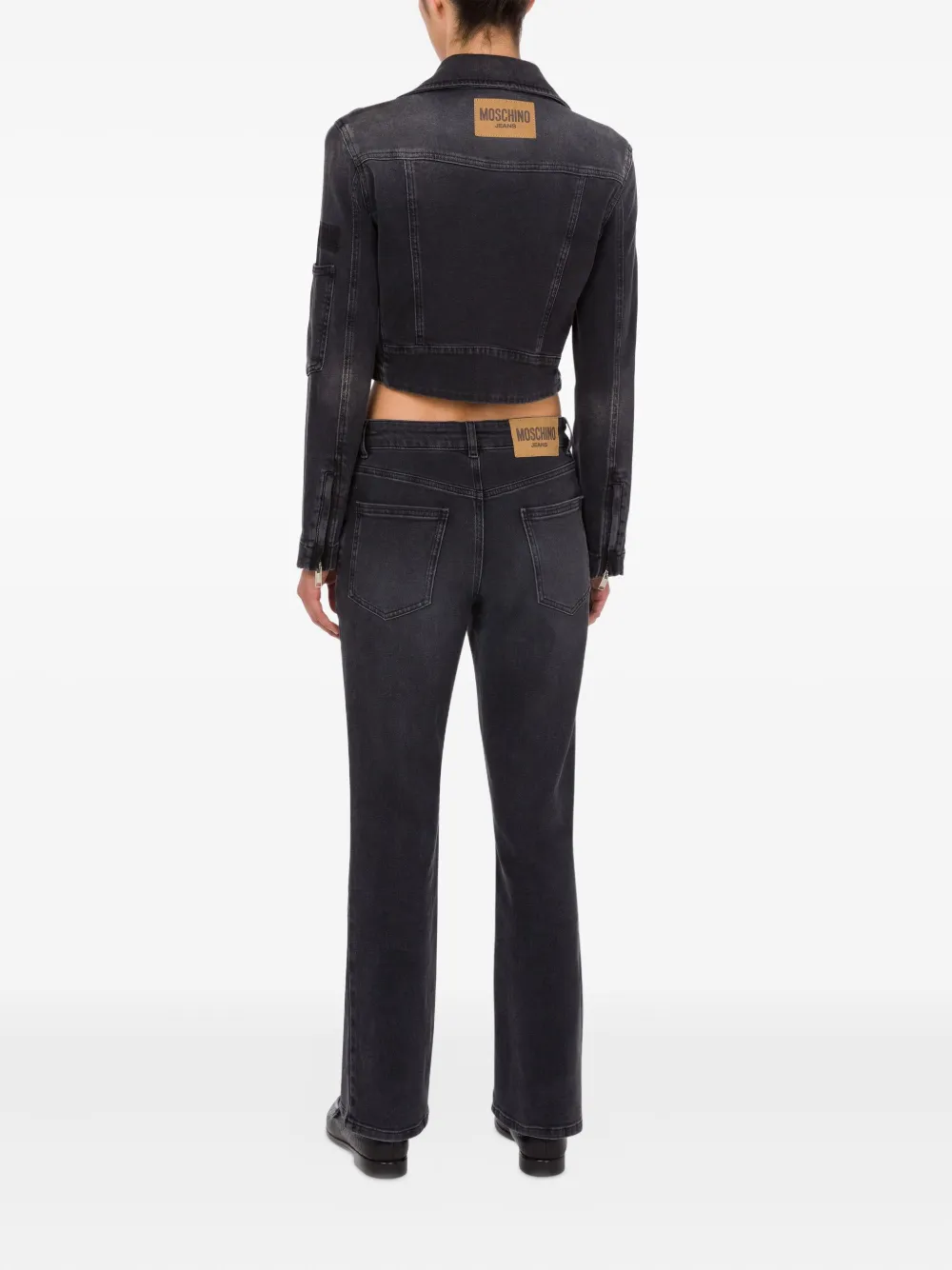 Denim Cropped Biker Jacket
