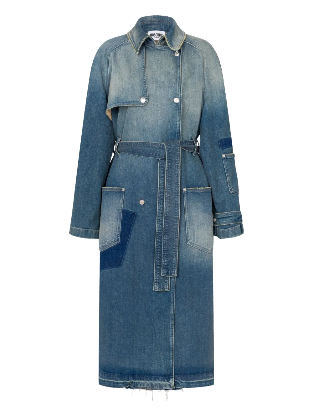 MOSCHINO JEANS Trench con design patchwork - Blu