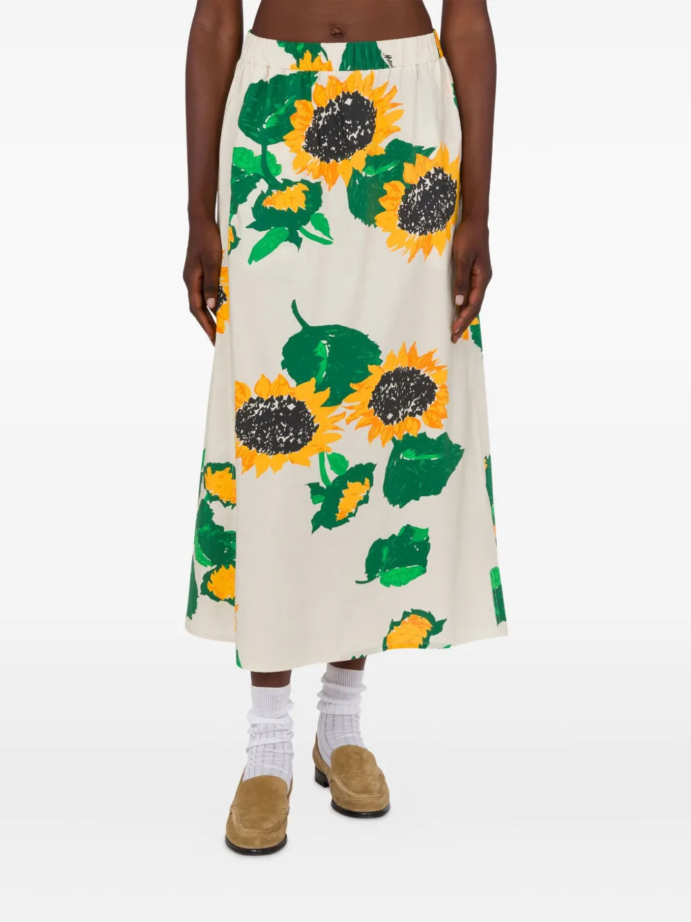 MOSCHINO JEANS Maxi-rok met bloemenprint - Wit