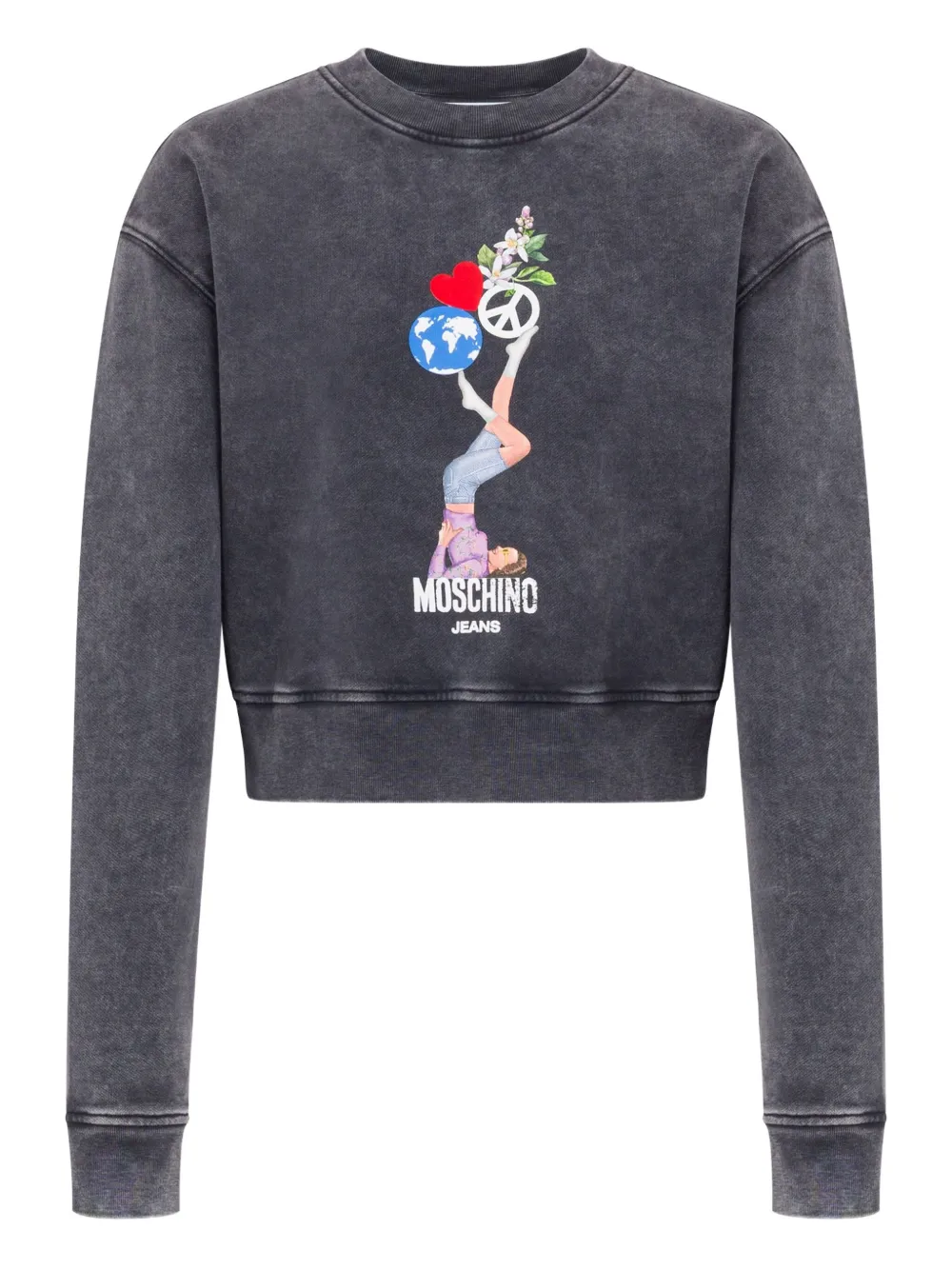 MOSCHINO JEANS Felpa girocollo con stampa - Blu