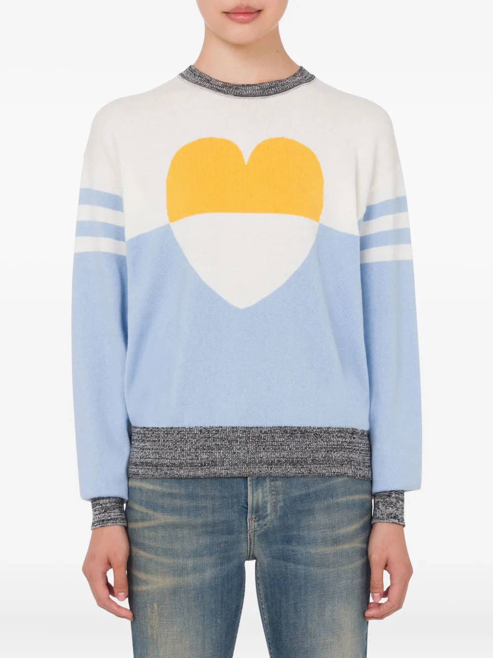  Moschino Jeans Heart-motif Crew-neck Sweater - Blue 