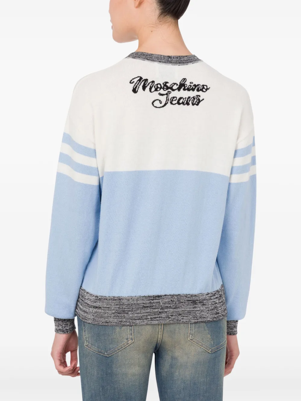  Moschino Jeans Heart-motif Crew-neck Sweater - Blue 