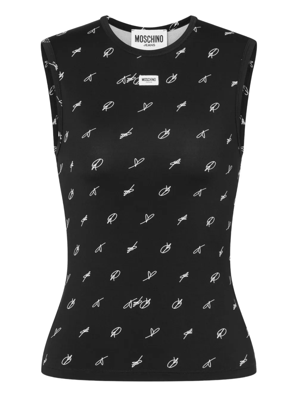 MOSCHINO JEANS Top con stampa logo - Nero