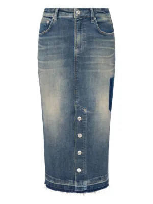 Jean Paul Gaultier Asymmetric Denim Midi Skirt | Blue | FARFETCH ZA