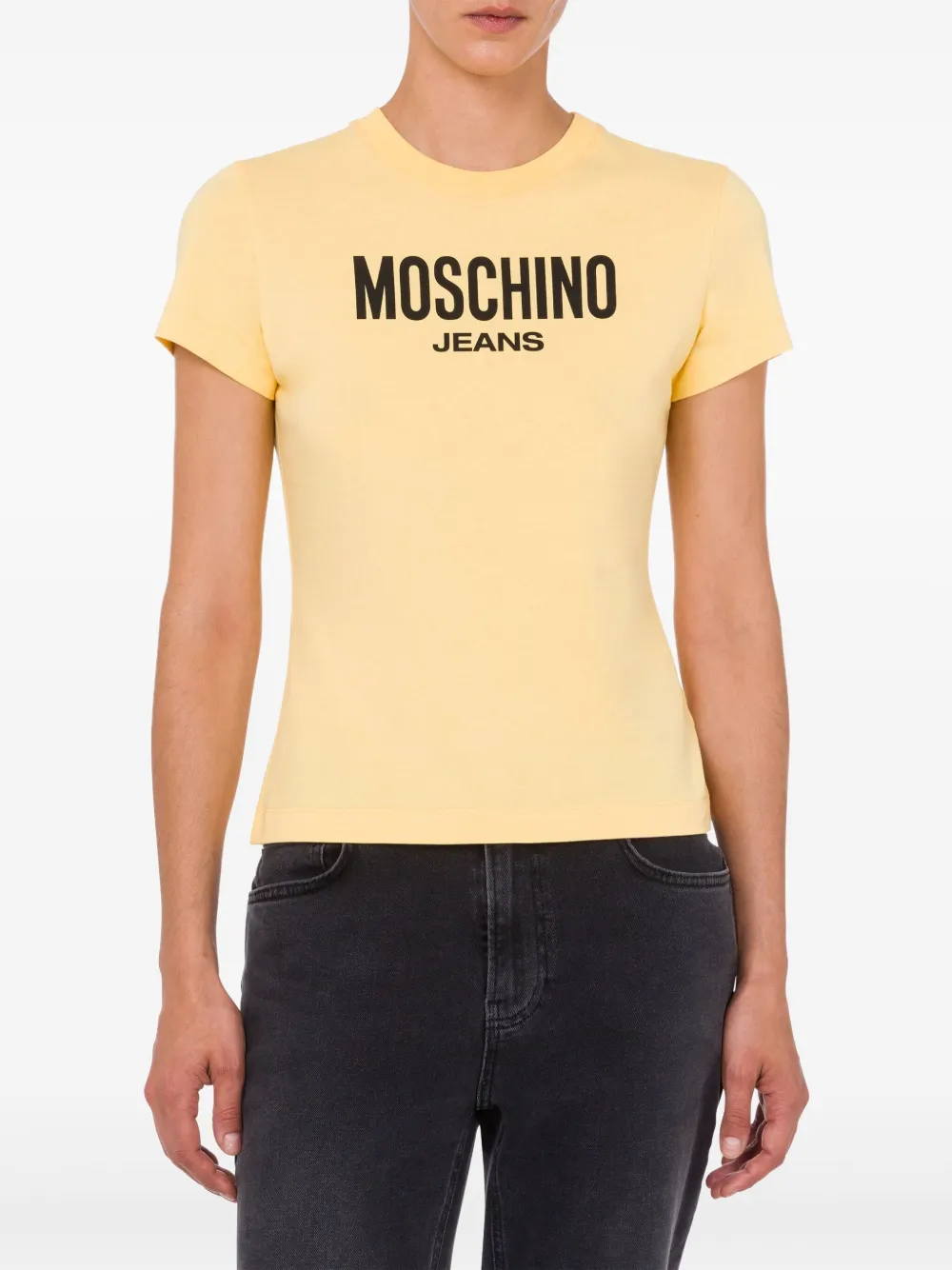 MOSCHINO JEANS T-shirt met logoprint Geel