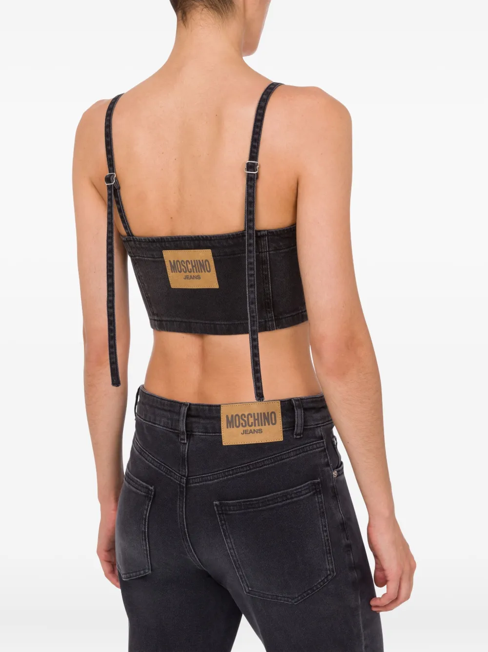  Moschino Jeans Button-front Denim Crop Top - Grey 
