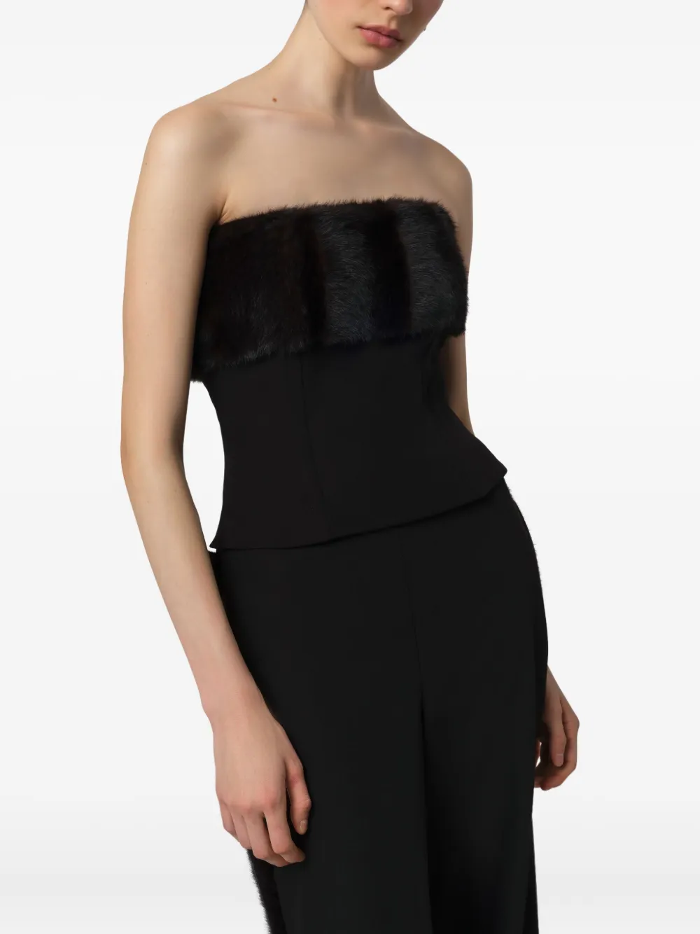 Apparis Ivy Faux-fur Tube Top In Black