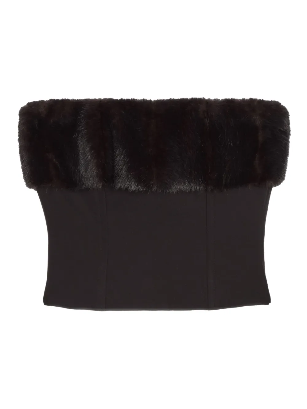 Apparis Ivy Faux-fur Tube Top In Black