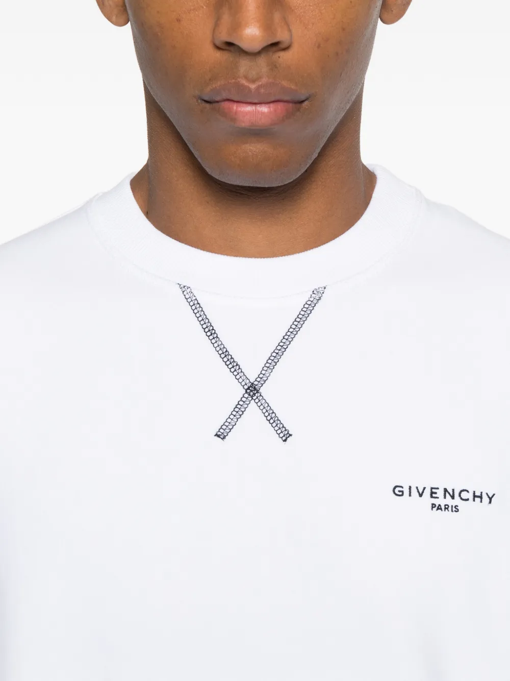 Givenchy White Couture Seam Sweatshirt With Embroidered Logo In White