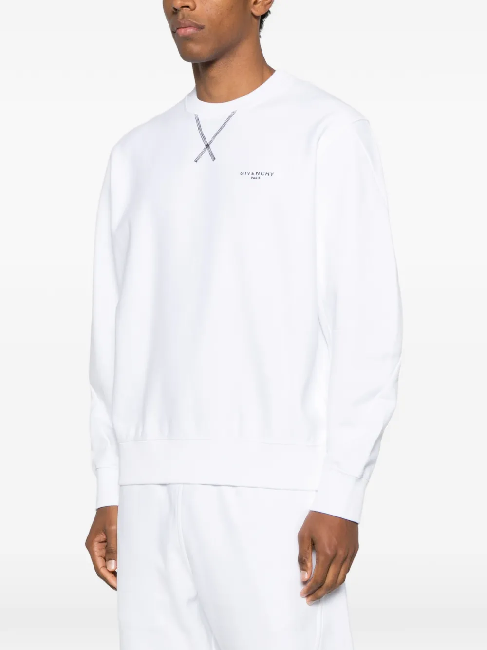 Givenchy White Couture Seam Sweatshirt With Embroidered Logo In White