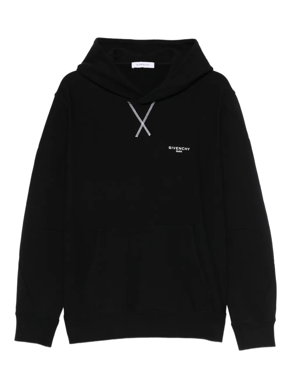 Givenchy cross-stitching logo-detail hoodie | Black | Image 1