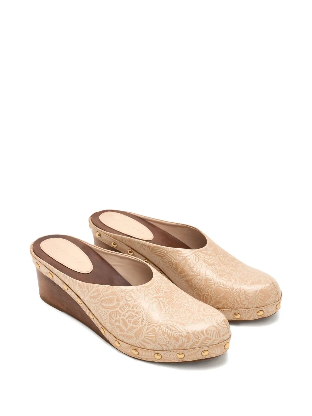 Farm Rio Floral-embossed Mules In Neutral