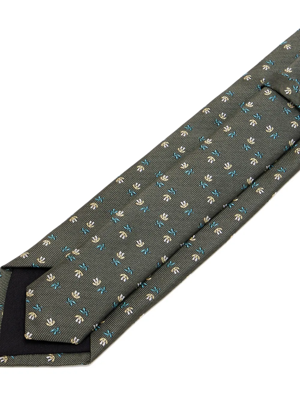BOSS floral-motif tie - Groen