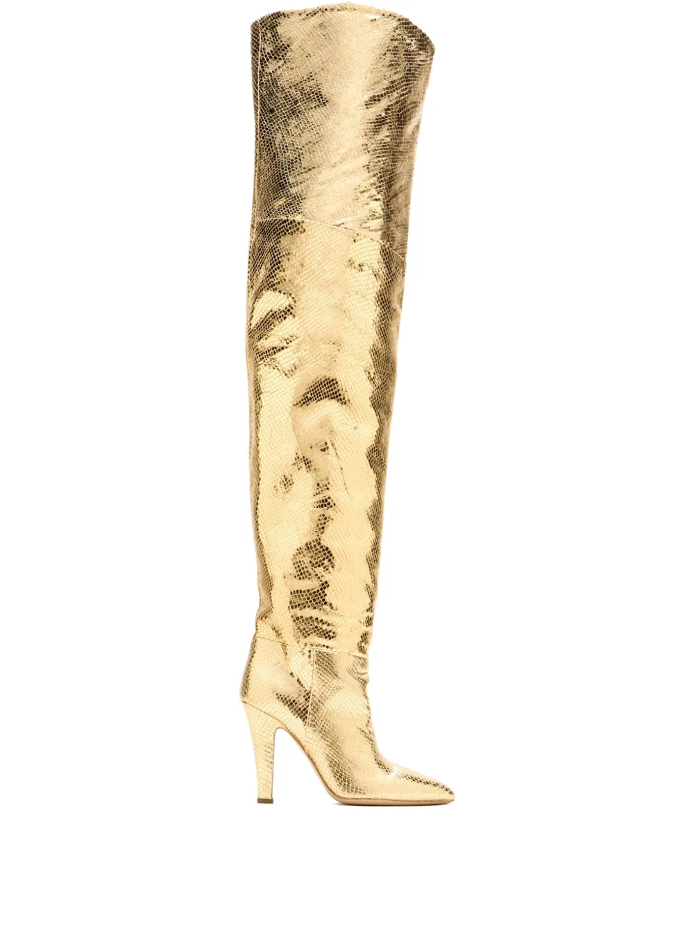 Paris Texas 100mm Elsa metallic snakeskin-effect boots - Gold