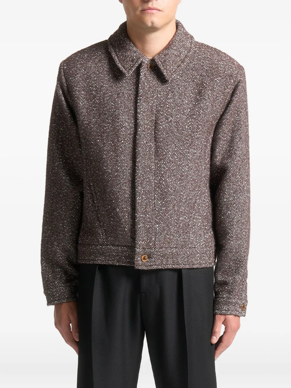 Manière De Voir herringbone button-up jacket | Brown | Image 1