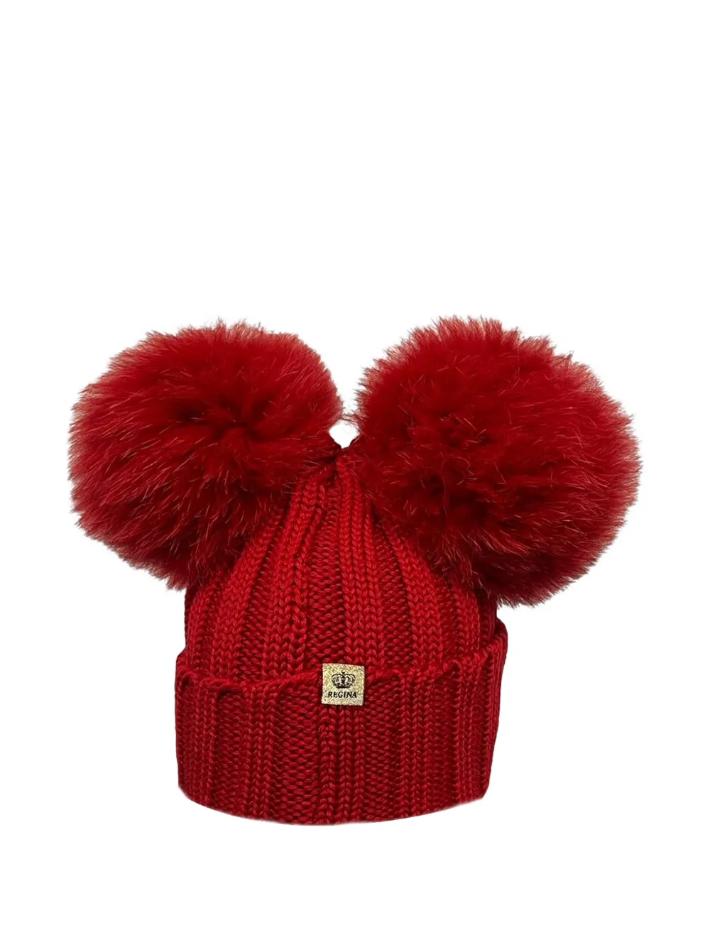 cuffie regina pompom logo-detail beanie hat - Rosso