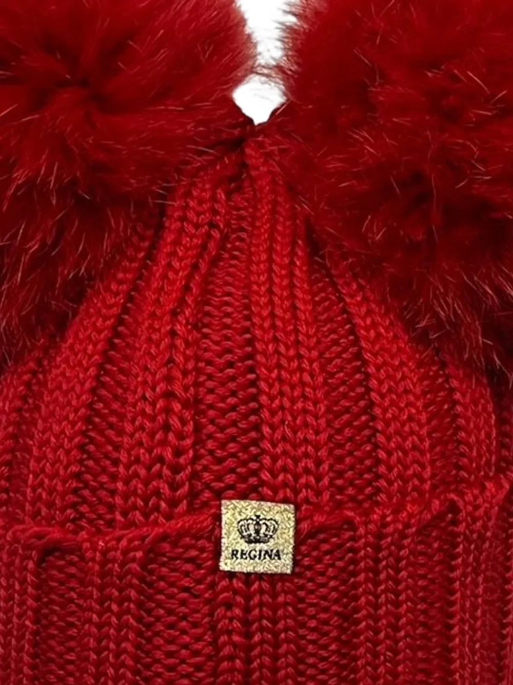 Cuffie regina pompom logo-detail beanie hat - Rood