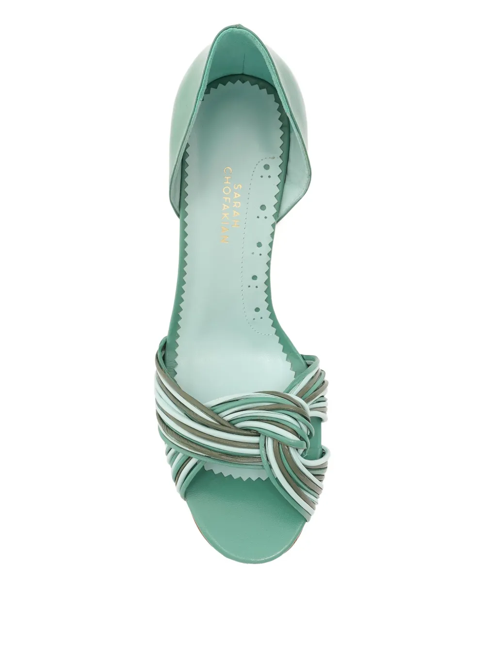 Sarah Chofakian 65mm Colagem Knotted Sandals In Green