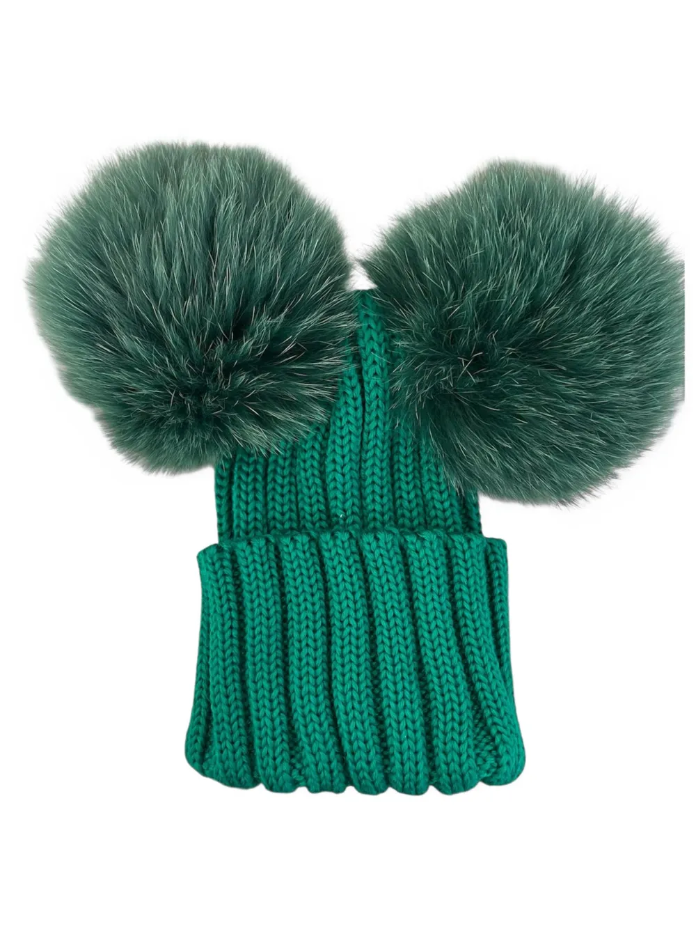 Cuffie regina pompom-detail ribbed beanie - Groen