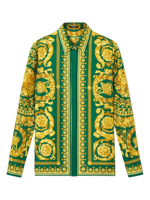 Versace camisa de seda con estampado Barocco