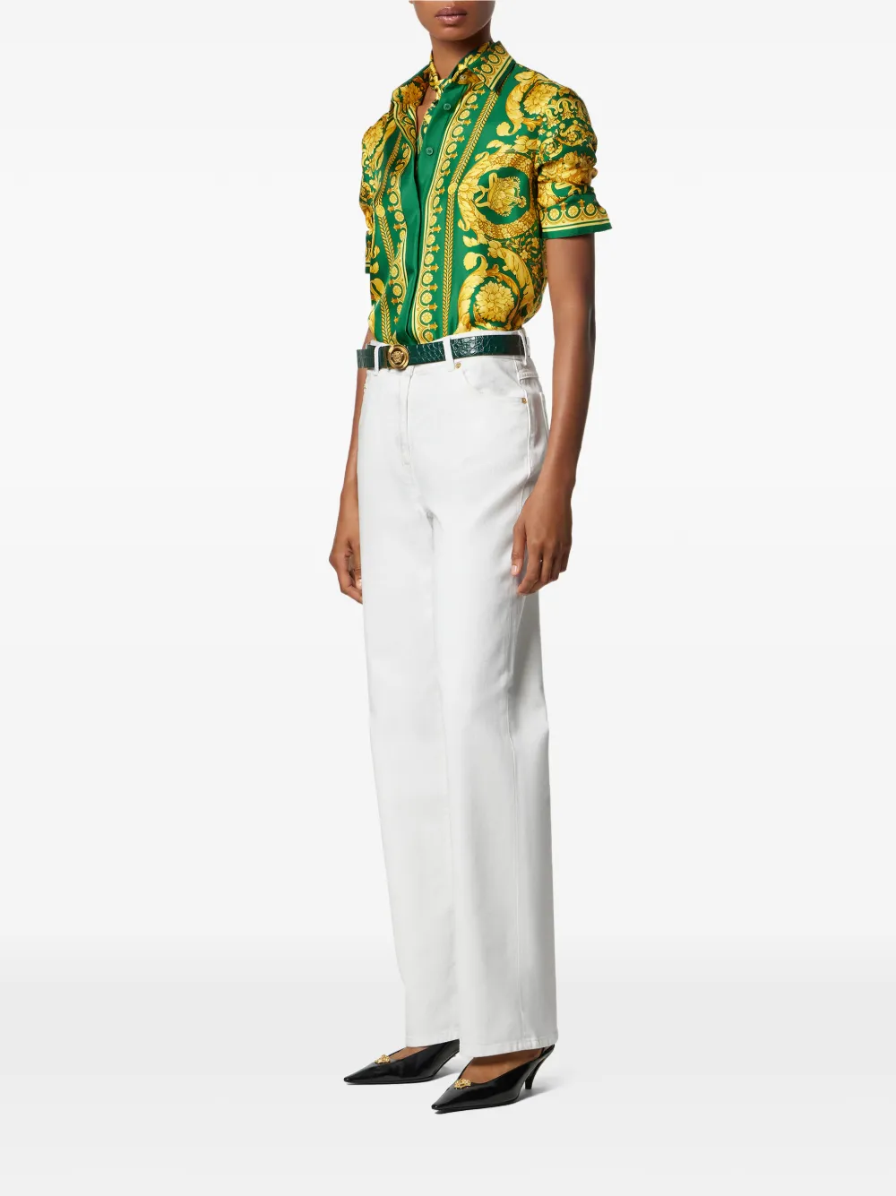 Versace Shirt met barokprint - Groen
