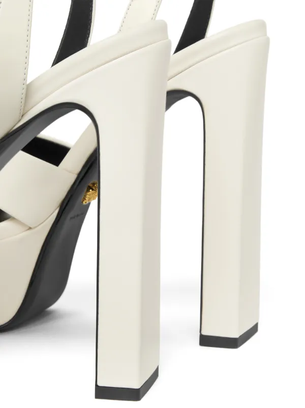 Versace Sandália Gianni Ribbon Em Couro De 140mm | Neutro