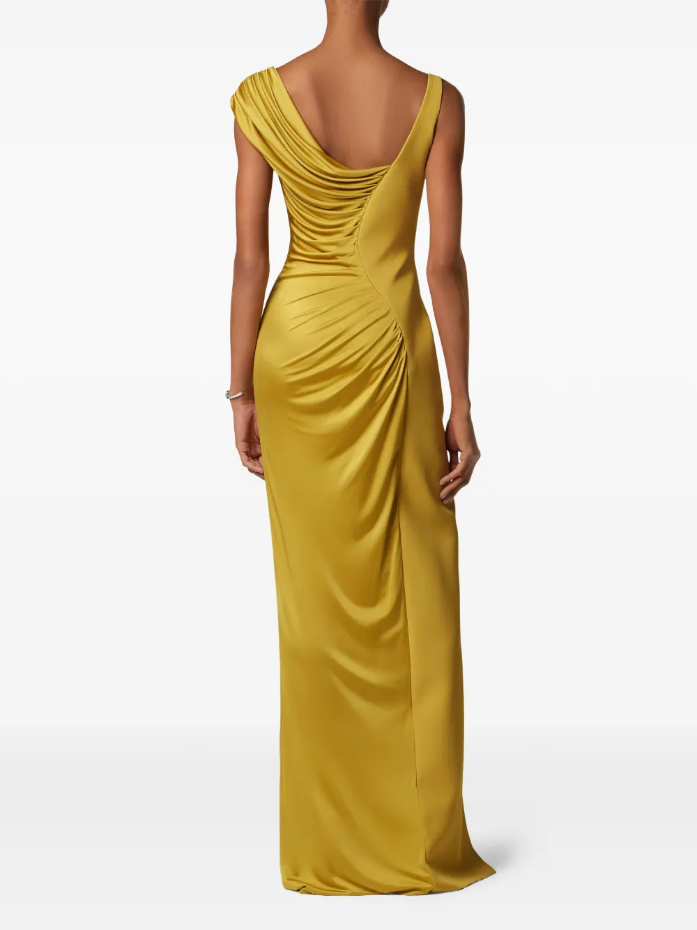 Versace Maxi-jurk met asymmetrische hals Geel
