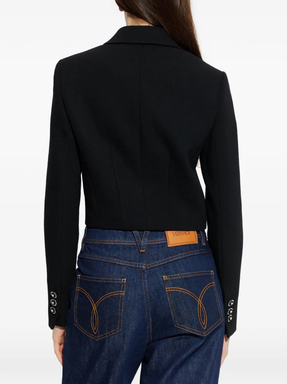 Versace Long-sleeve Buttoned Jacket In Black