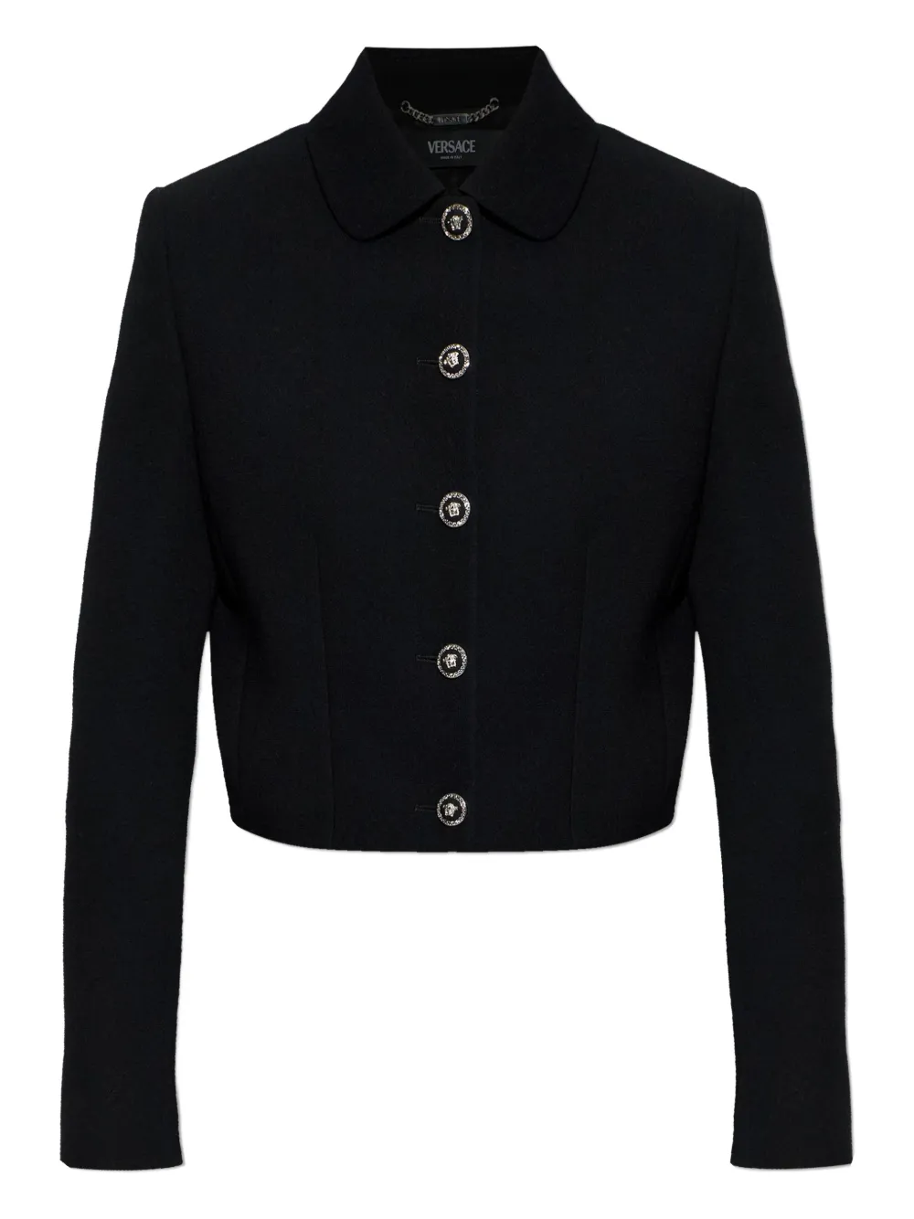 Versace Long-sleeve Buttoned Jacket In Black