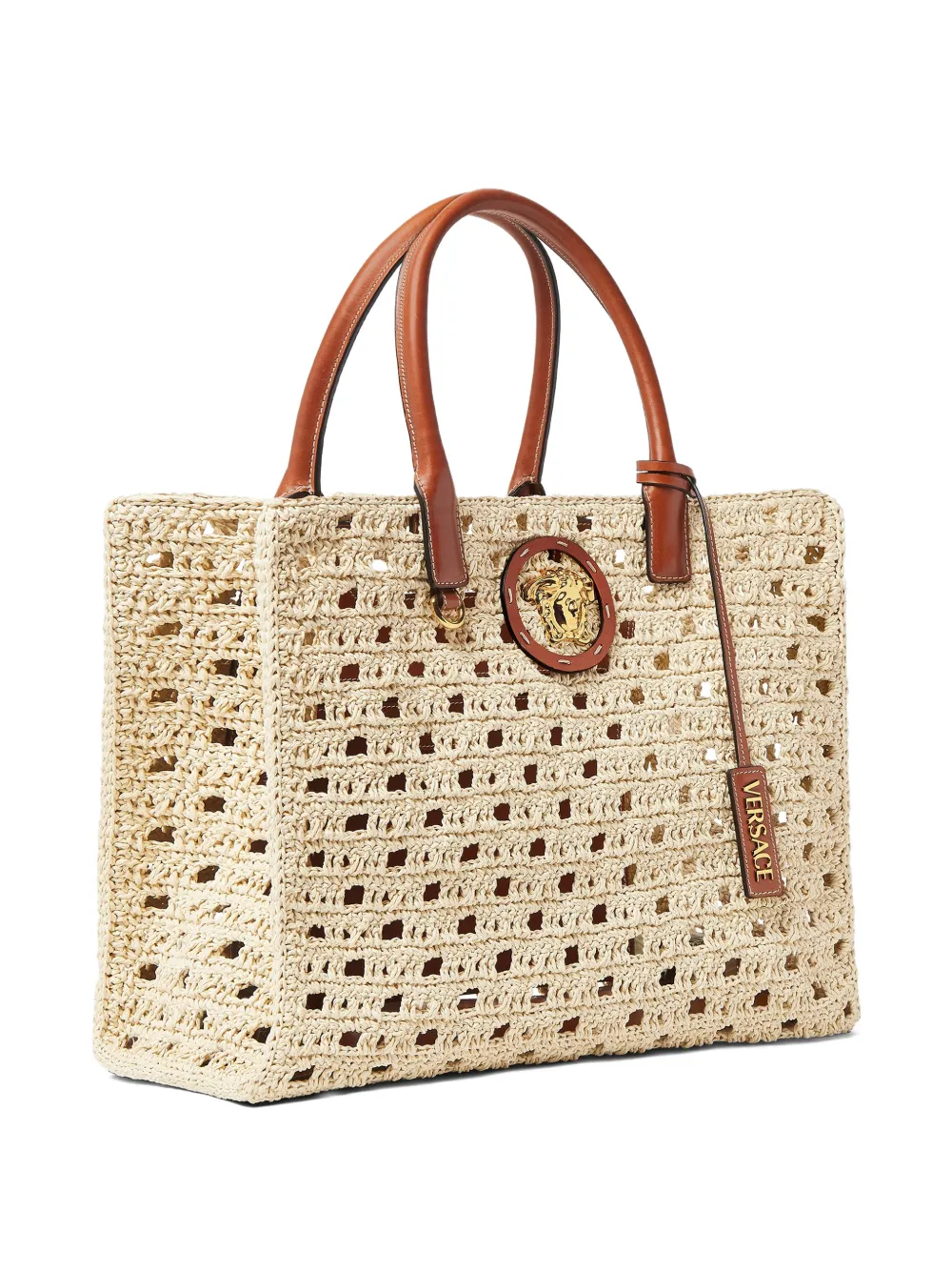 Versace Grote La Medusa raffia shopper Beige