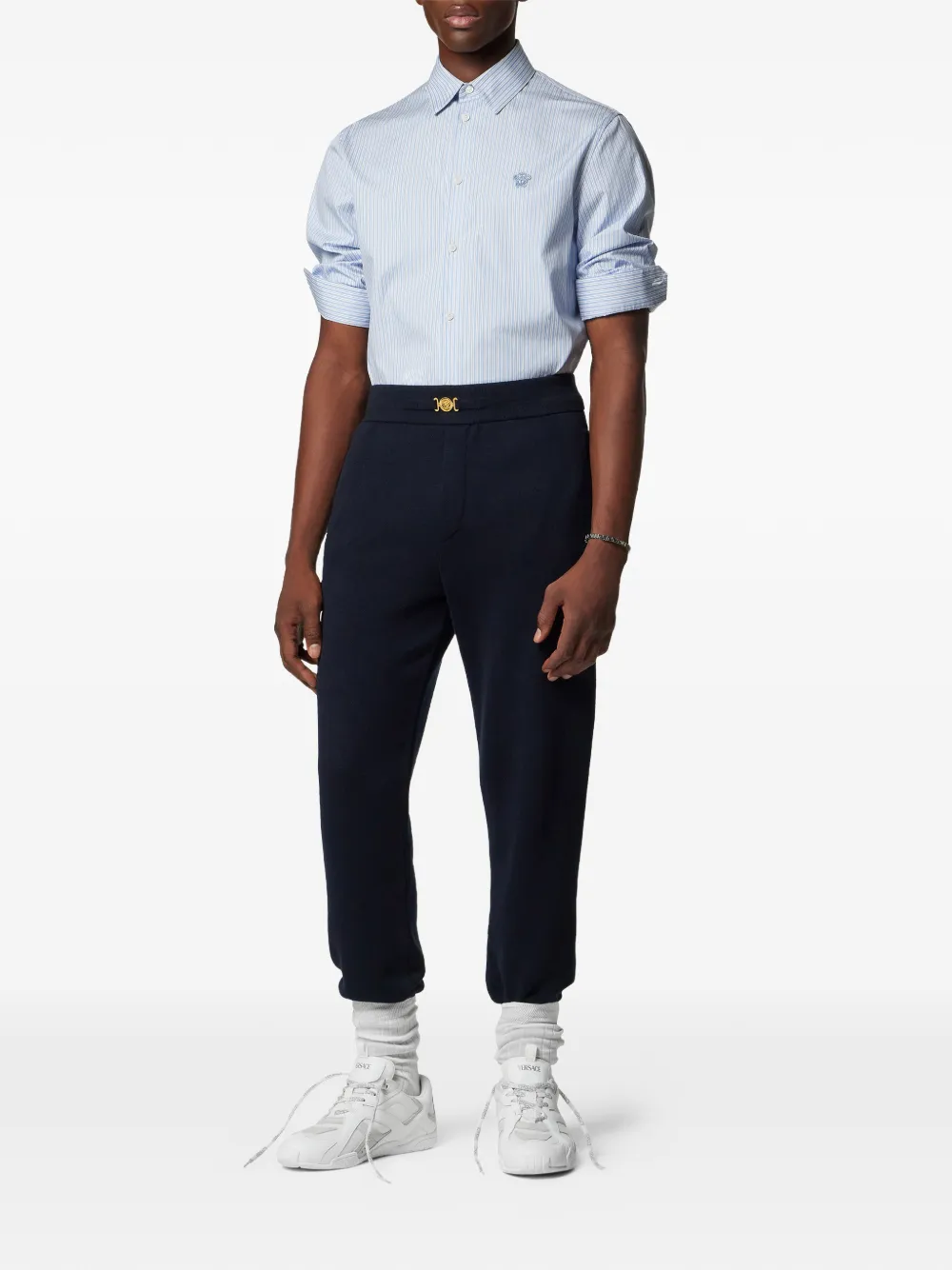 Versace Gestreept katoenen overhemd - Blauw