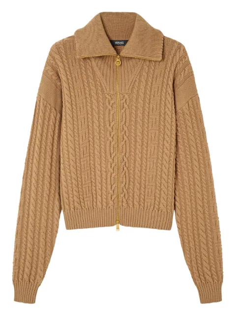 Versace zip cable-knit cardigan