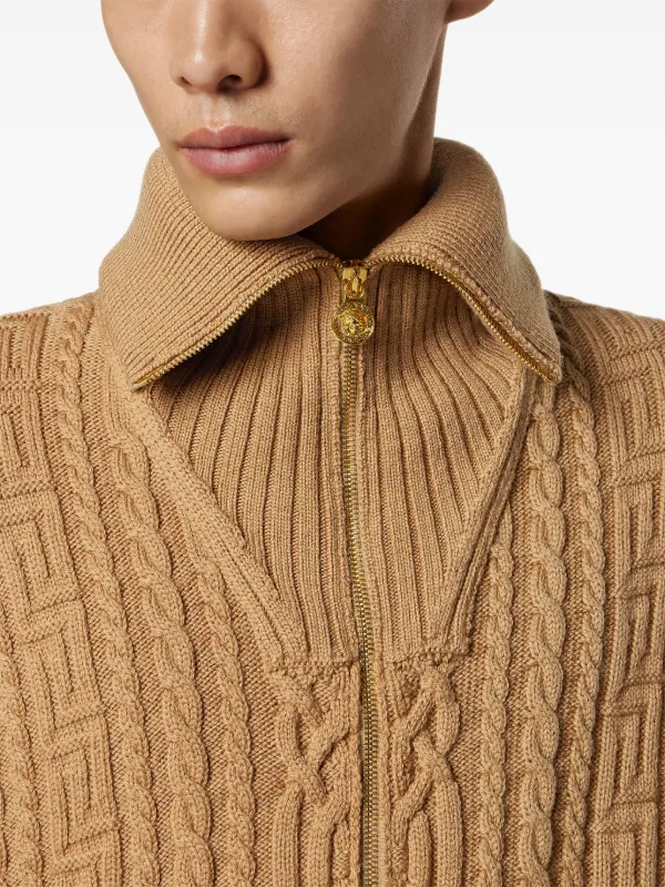 Versace ケーブルニット カーディガン | ブラウン | FARFETCH JP