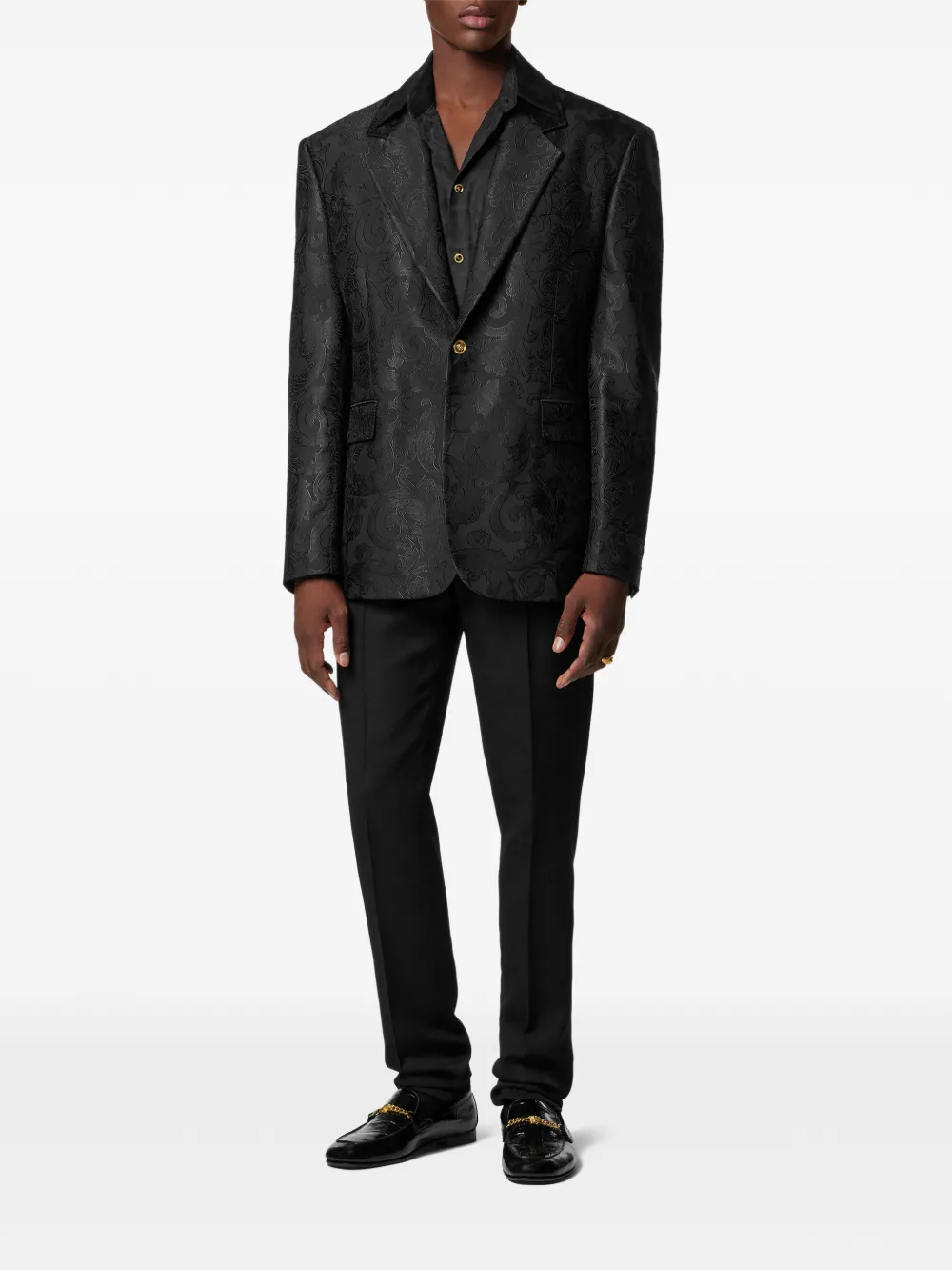 Versace Overhemd met Barocco-design - Zwart