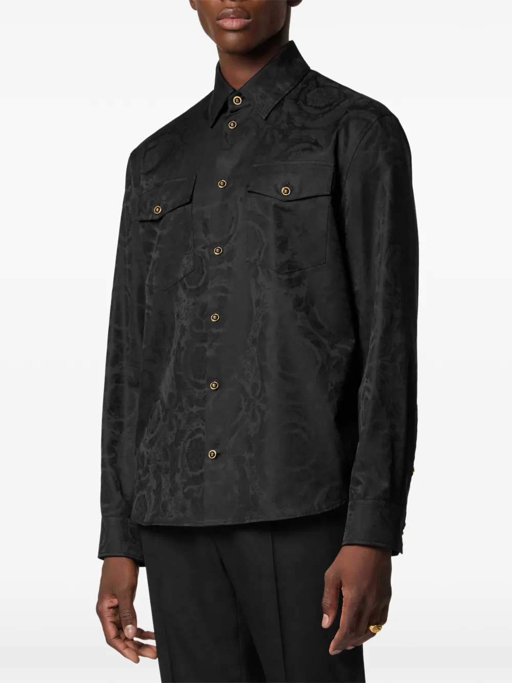 Versace Overhemd met Barocco-design Zwart