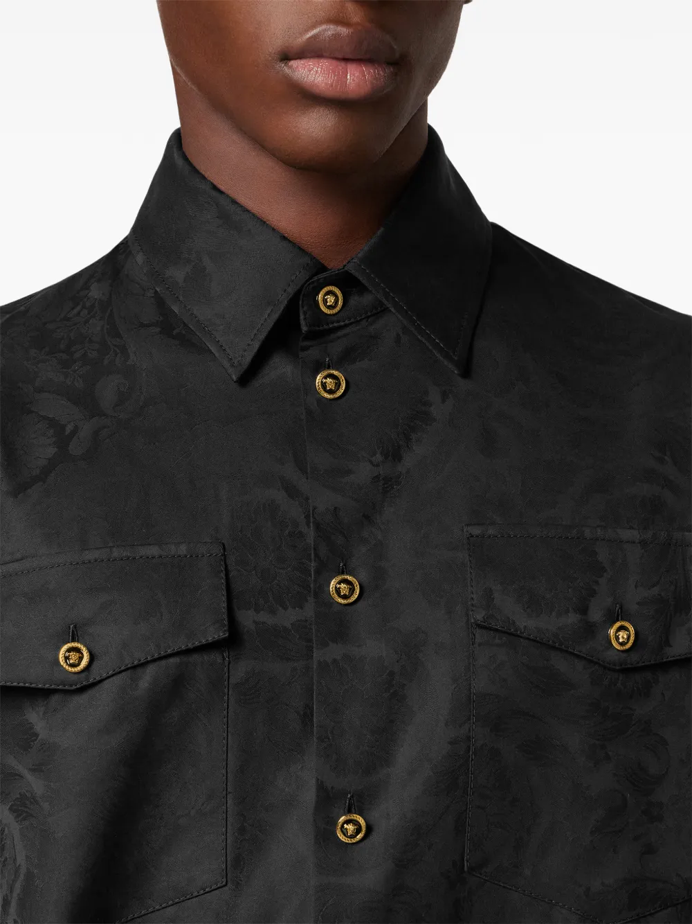 Versace Overhemd met Barocco-design Zwart