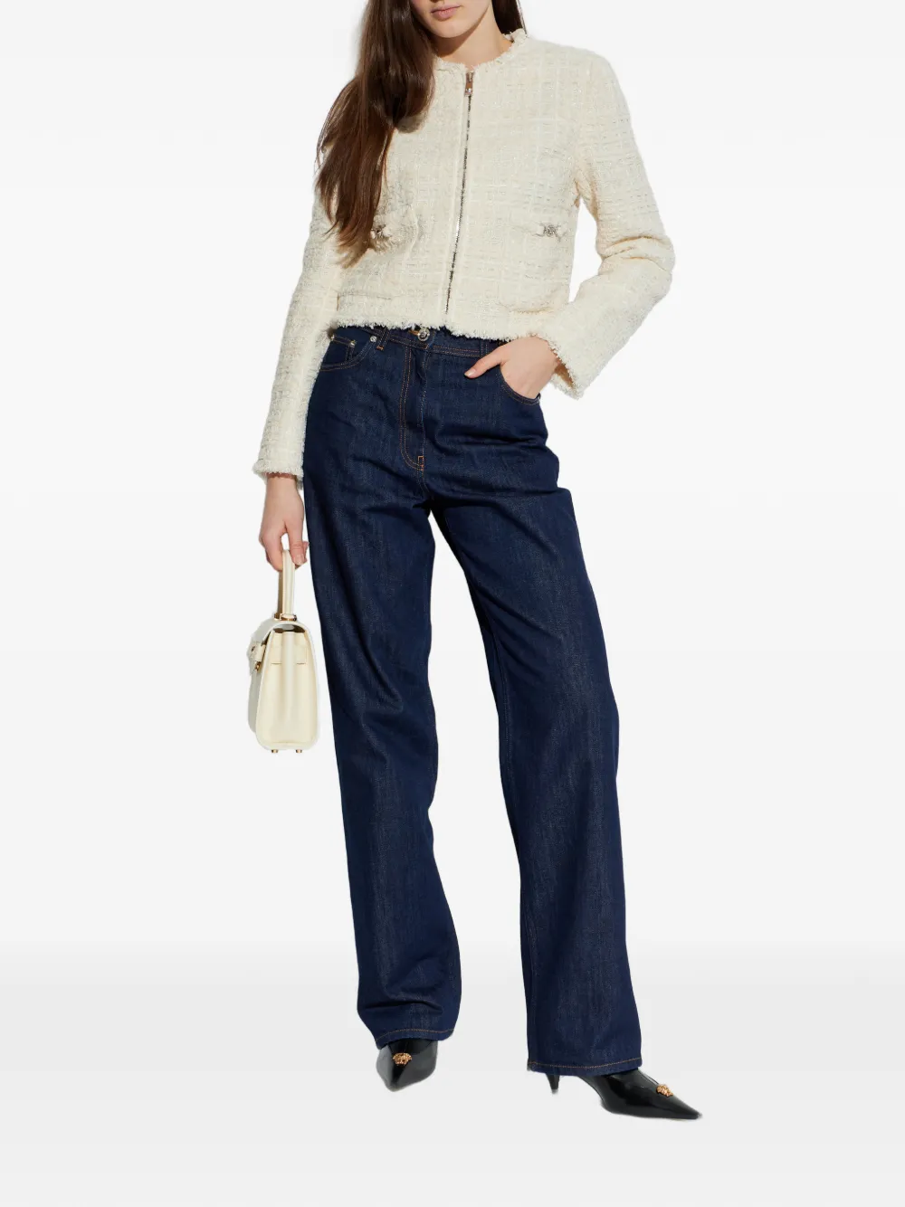 Versace Cotton Cardigan Jacket In Neutral