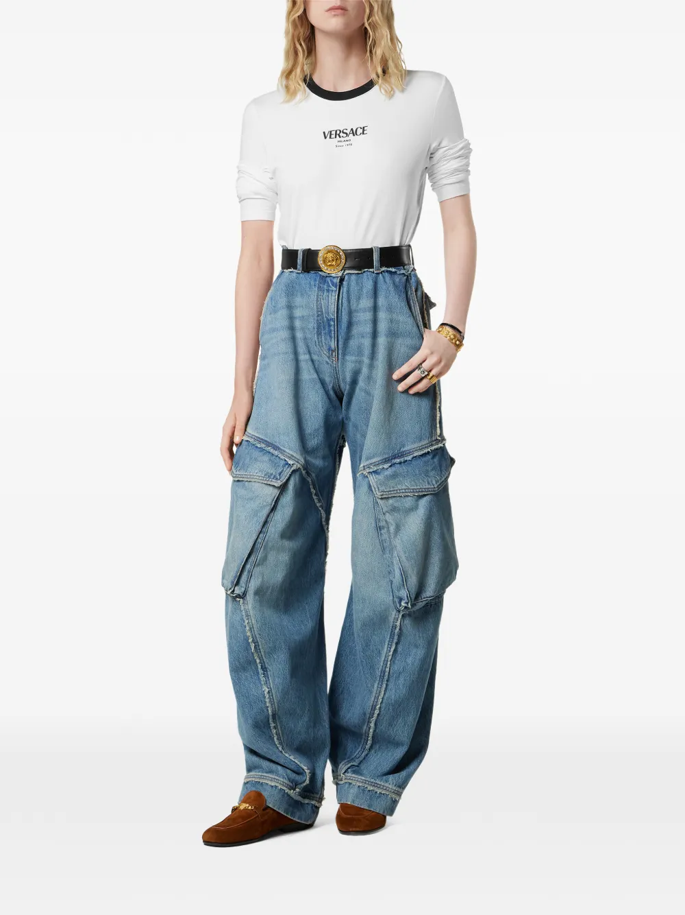 Versace Top met lange mouwen en logo - Wit