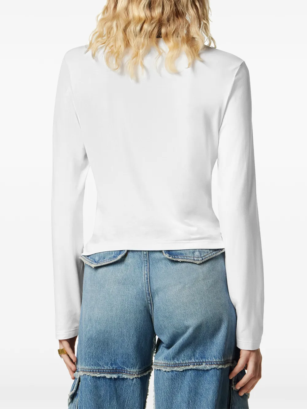 long-sleeved logo-motif top