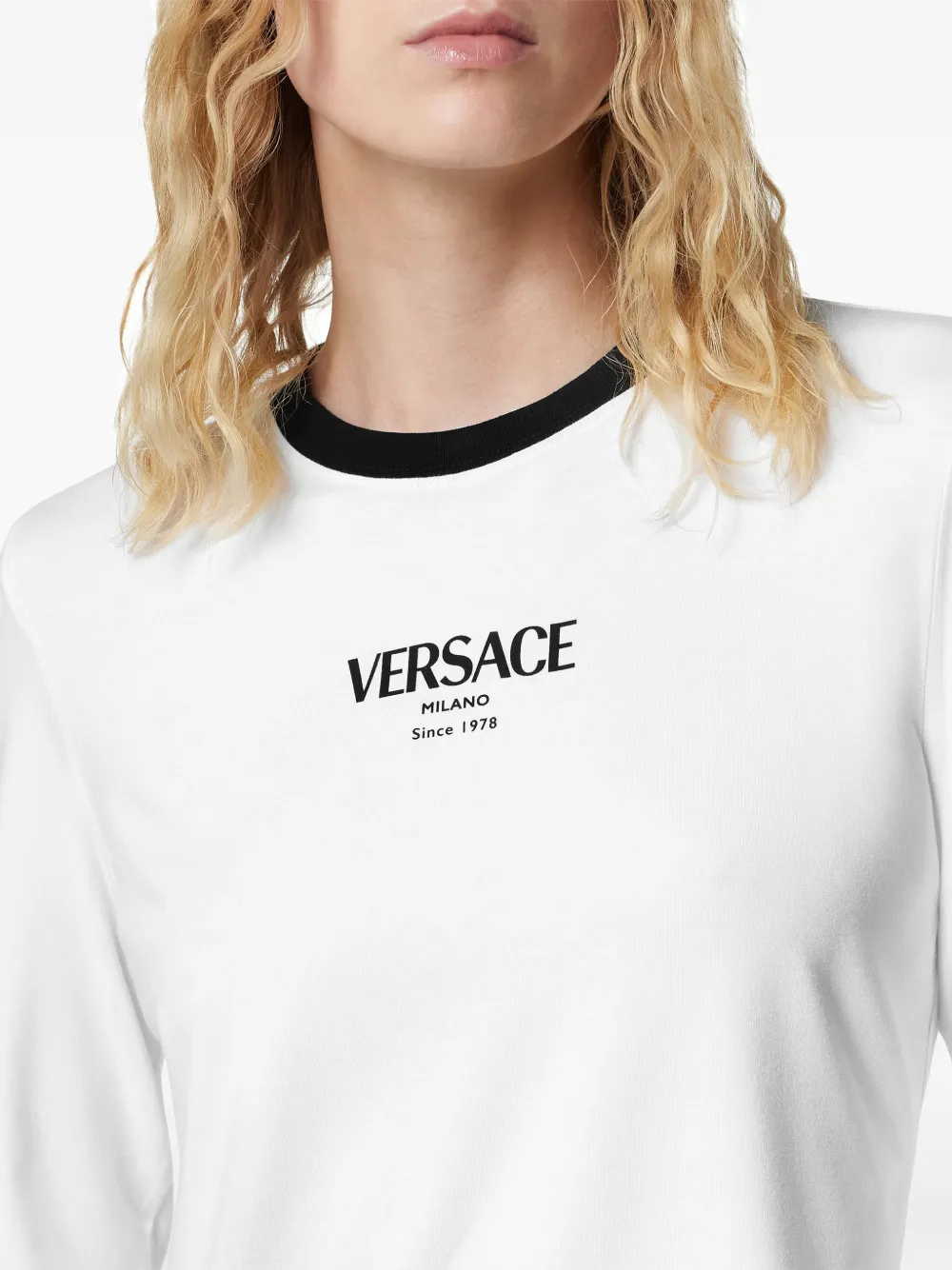 long-sleeved logo-motif top