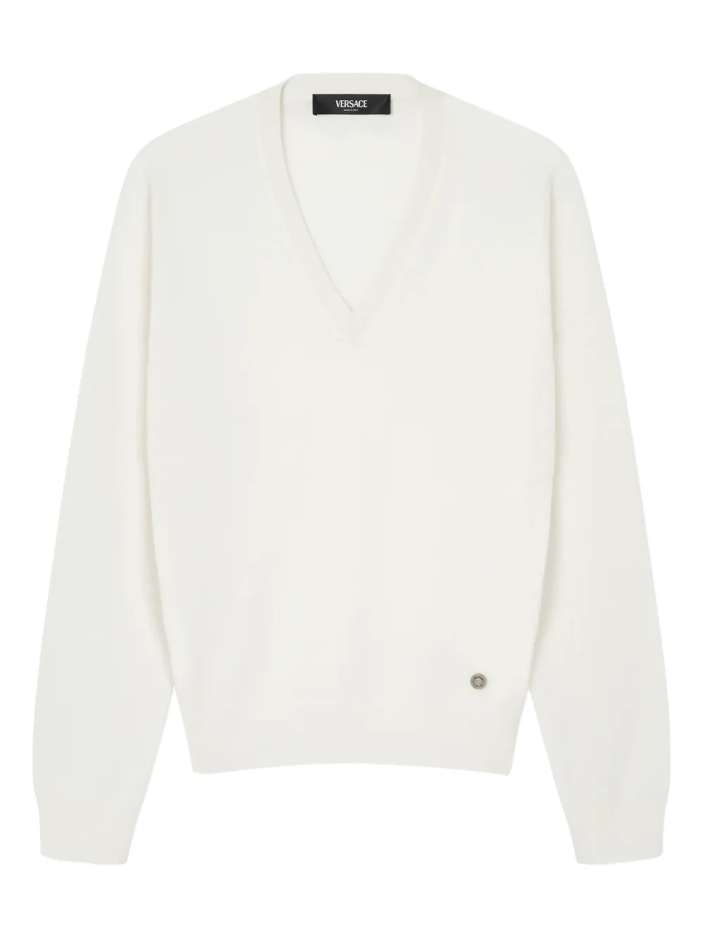 Versace V-neck Sweater In White