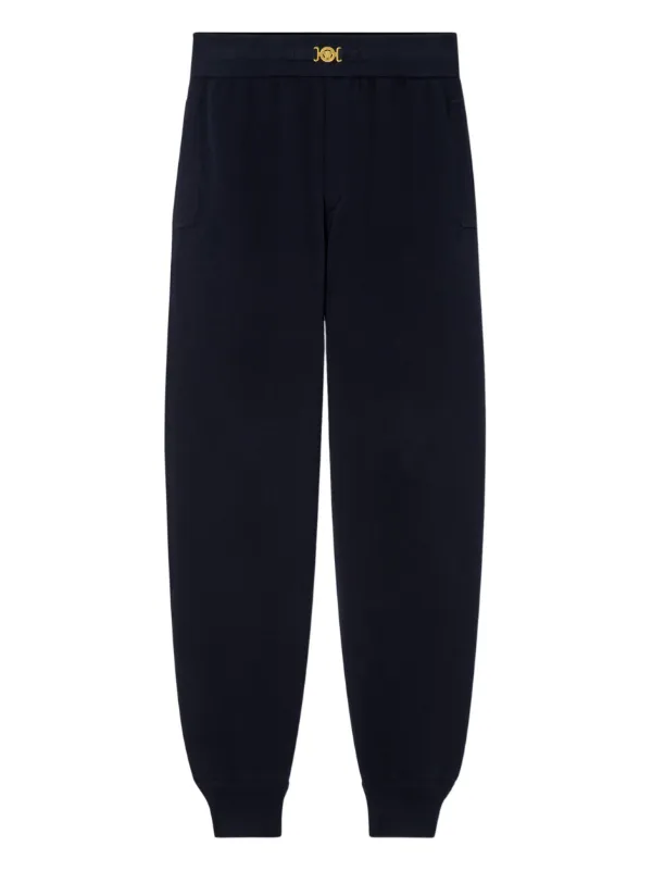 Versace Cashmere-cotton Knit Sweatpants in Blue