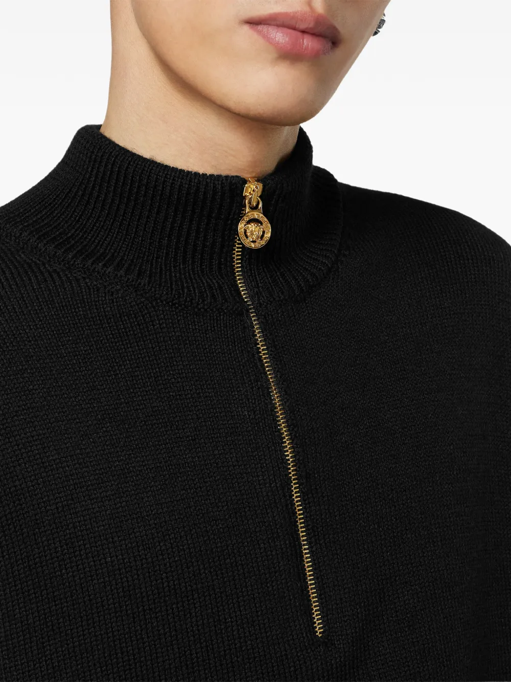 Versace zip-up sweater Zwart
