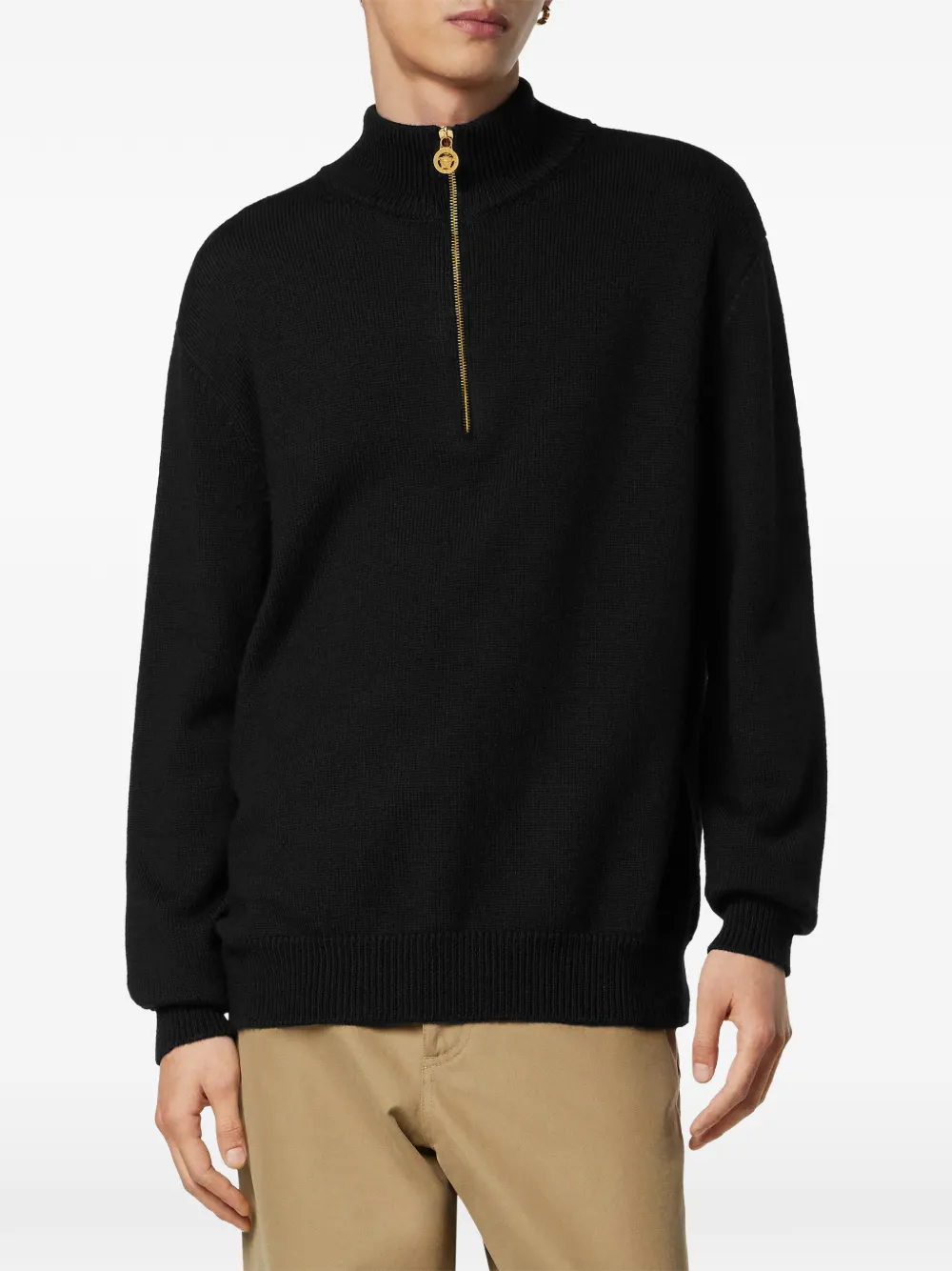 Versace zip-up sweater Zwart